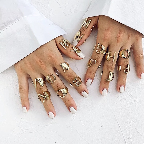 Retro Chic | Blogger Fav Gold Initial Letter Ring - Picture 2 of 6